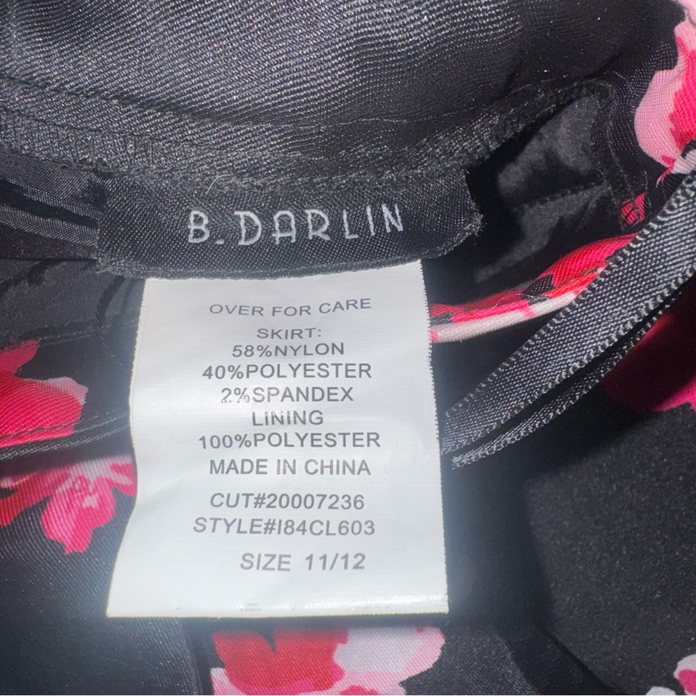 B. Darlin 2 Pc Lace Floral Black Pink Cocktail Party Prom Dress 11/12 Sequins - Picture 6 of 15